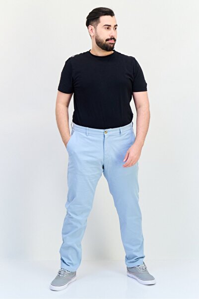 CELIO Men Skinny Fit Solid Chino Pants, Light Blue