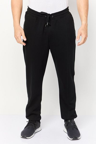 CELIO Men Regular Fit Textured SweatPants, Black