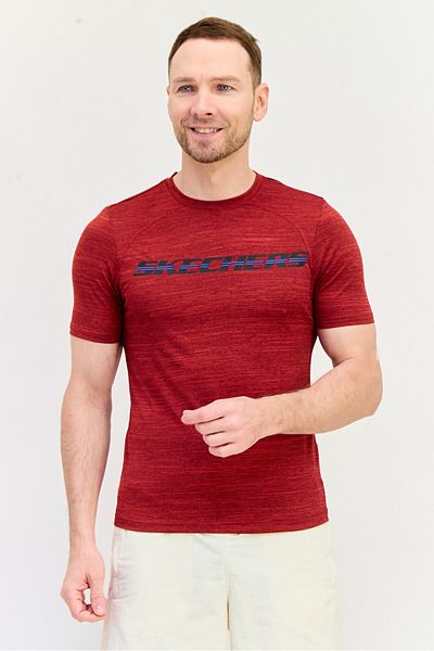 SKECHERS Men Sportswear Fit Short Sleeve Outdoor T-shirt, Maroon