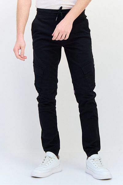 CELIO Men Jogger Fit Solid Cargo Pants, Black