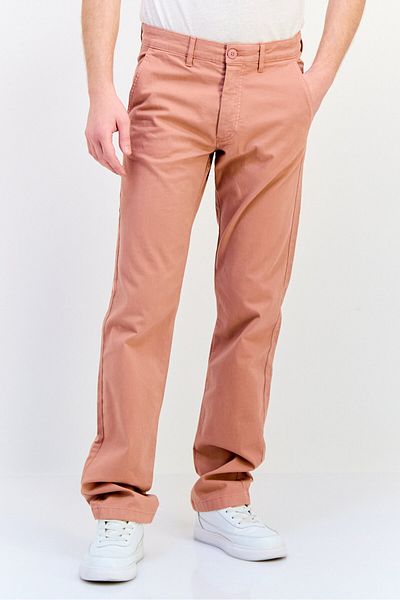 CELIO Men Straight Fit Solid Chino Pants, Pink