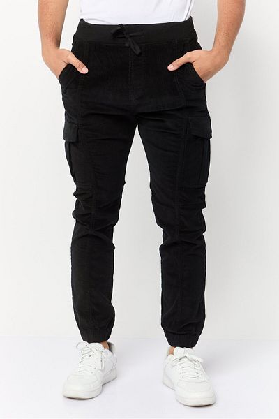 CELIO Men Regular Fit Solid Cargo Pants, Black