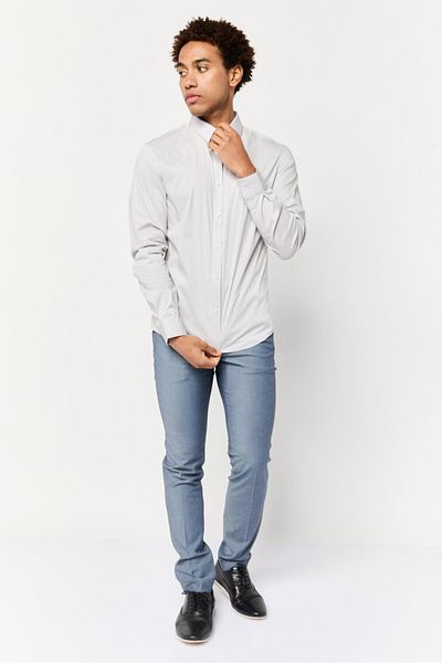 CELIO Men Slim Fit Solid Long Sleeve Casual Shirt, Grey