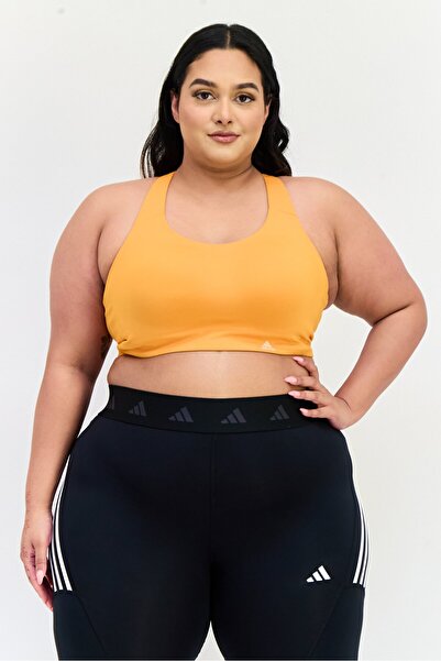 adidas حمالة صدر رياضية مبطنة سادة للنساء، برتقالية