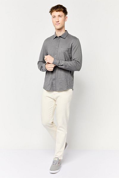 CELIO Men Regular Fit Heather Long Sleeves Casual Shirt, Grey