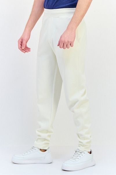 CELIO Men Regular Fit Textured Drawstring Jogger Pants, White