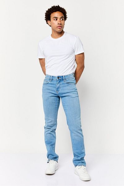 CELIO Men Straight Fit Washed Stretchable Denim Jeans, Blue