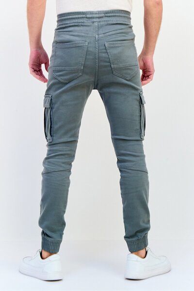 CELIO Men Regular Fit Plain Cargo Pants, Grey