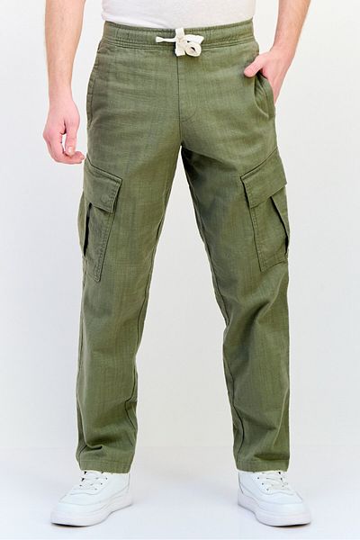CELIO Men Regular Fit Solid Cargo Pants, Olive