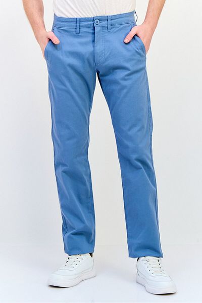 CELIO Men Straight Fit Solid Chino Pants, Slate Blue