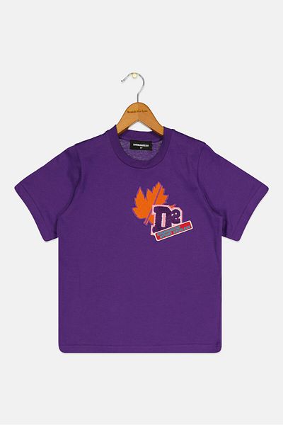 DSquared2 Kids Boy Short Sleeves Brand Logo T-shirt, Purple
