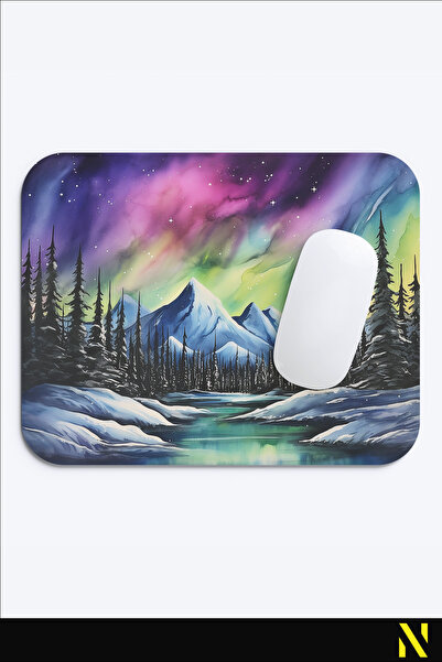nilizma Mousepad ergonomic cu vedere la Northern Lights, bază anti-alunecare,...