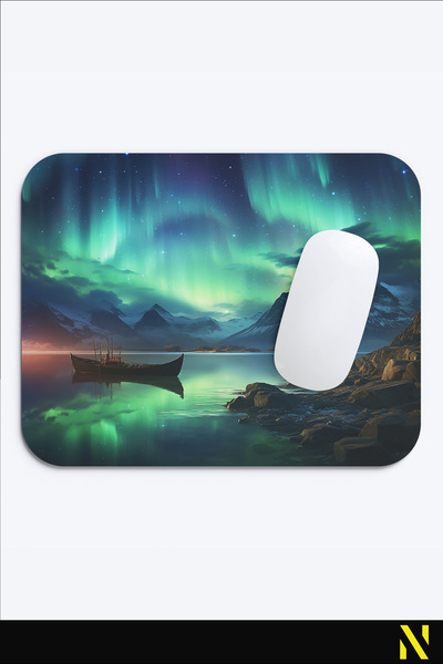 nilizma Εργονομικό Mouse Pad με θέα στα Βόρεια Φώτα, Αντιολισθητική βάση, Χρή...