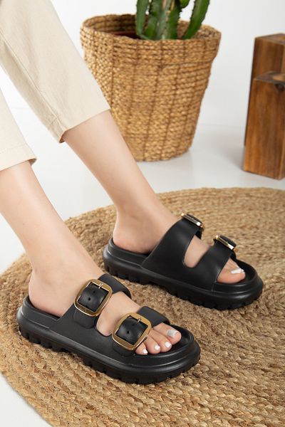 PLN SHOES Άνετη σόλα Γυναικείες παντόφλες πισίνας με διπλή πόρπη Luxury Daily Beach Sea Pool