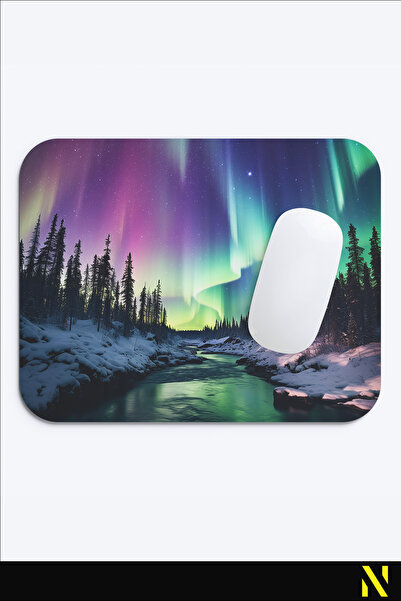 nilizma Εργονομικό Mouse Pad με θέα στα Βόρεια Φώτα, Αντιολισθητική βάση, Χρήση για το σπίτι και το γραφείο