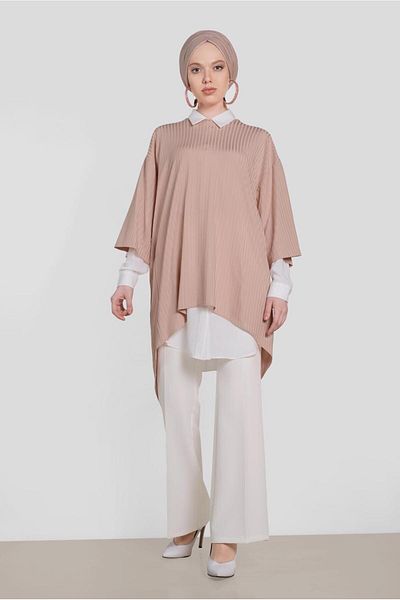 Alvina 4449 Model Double Tunic with Back Slit