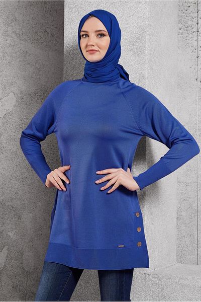 Alvina 45018 Model Button Detailed Knitwear Tunic