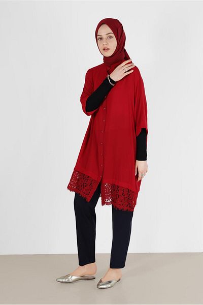 Alvina Guipure Detailed Hemline Tunic 4122