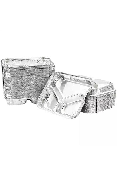 Ambalaj Evi Aluminum 3 Compartment Plate 100 Pieces