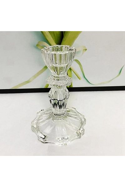 Other Transparent Glass Candle Holder For Tapered Candles, Unique Design For Table Decoration And Wedding