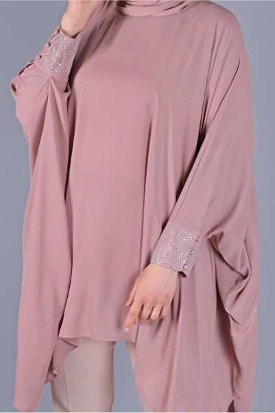 Alvina Asymetric Cut Tunic with Stone Sleeves Print 40858