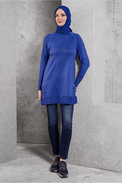 Alvina 45018 Model Button Detailed Knitwear Tunic