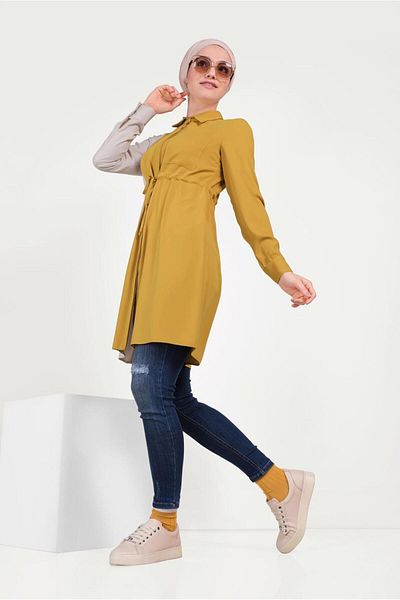 Alvina Cotton Waist with Latch Two Color Tunics 40560