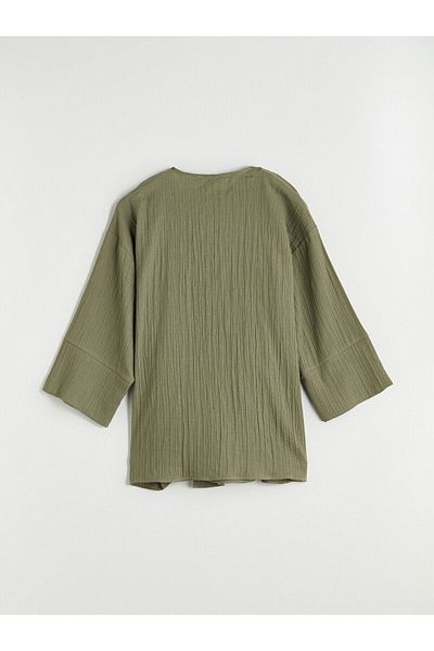LC Waikiki Double Breasted Collar Textured Women's Kimono