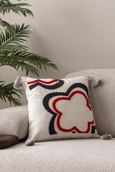 EVOTTO HOME COLLECTİON Comfort Punch Pattern Throw Pillow Cover Square Decorative Bohemian Embroidered Sofa Pillowcase Poncho 45X45