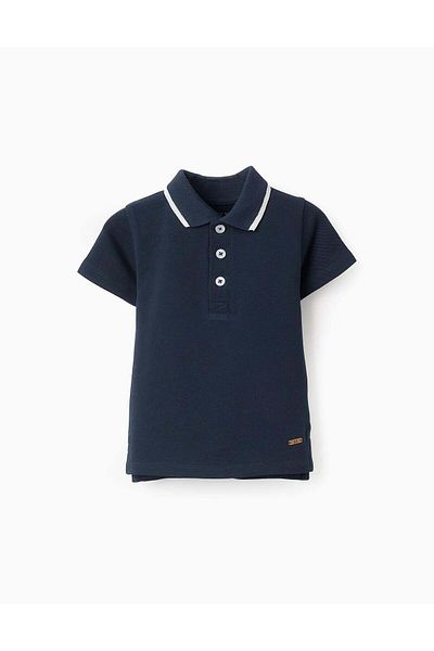 Ziddy Cotton Piqué Polo for Baby Boys, Dark Blue