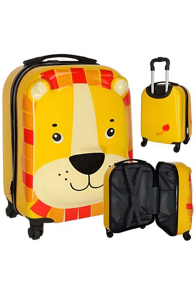 Velixo Kids Travel Trolley, Extendable Handle, 4x360° Wheels, Double Zipper, Anti-shock Case,lion Model,25l