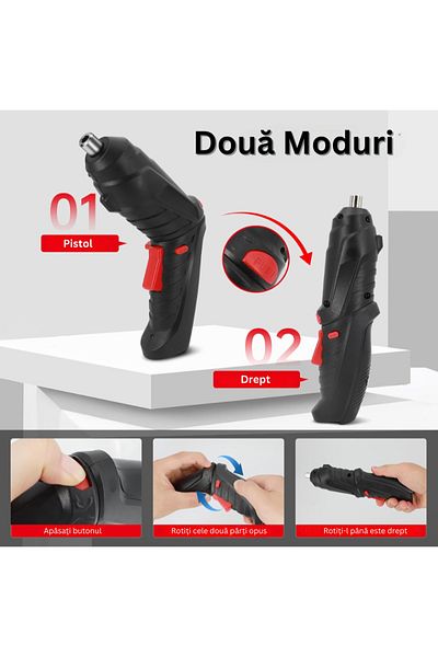 Velixo Cordless Electric Screwdriver, LED Light, 2 Modes, 1800mAh, 250 RPM, for Screwing/Unscrewing