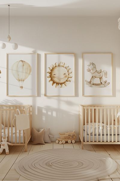 Home Σετ 3 αγοριών Παιδικό Δωμάτιο Bohemian Decor, Baby Room Nordic Σετ αφίσας, Rimless