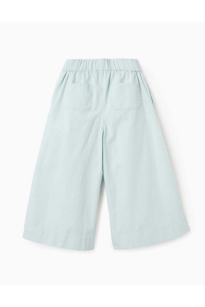 Ziddy Poplin Pleated Trousers for Girls, Aqua Green