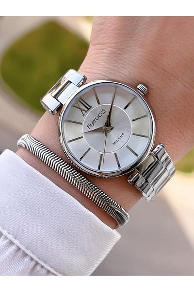 Ferrucci Steel Cord 2 Years Warranty 3 Atm Water Resistant Women Wrist Watch+Bracelet Bfc.03561.01