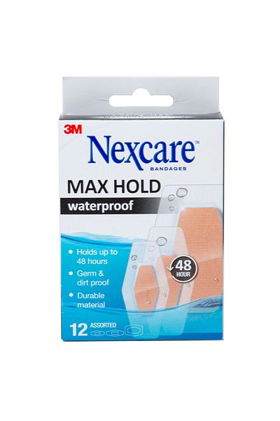 Nexcare Max Hold Waterproof Bandages Assorted 12 pcs