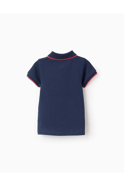 Ziddy Cotton Piqué Polo for Baby Boys 'Mickey', Dark Blue