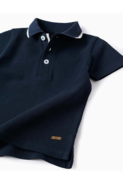 Ziddy Cotton Piqué Polo for Baby Boys, Dark Blue