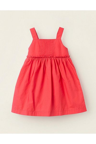 Ziddy Sleeveless Poplin Dress for Baby Girls, Red