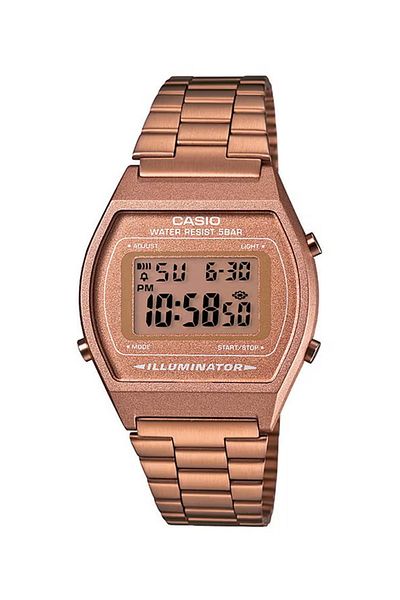 Casio Women's Water Resistant Stainless Steel Digital Watch B640wc-5adf - 35 Mm - Rose Gold