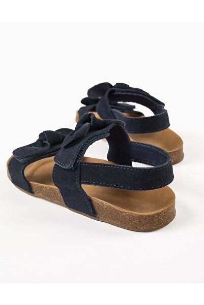 Ziddy Suede Sandals with Bows for Girls, Dark Blue