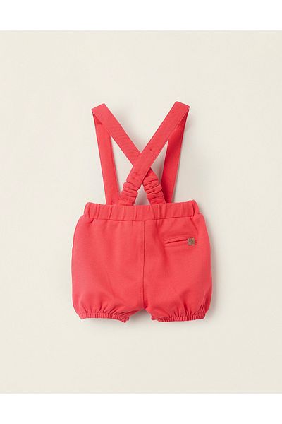 Ziddy Piqué Shorts with Removable Straps for Newborns, Red