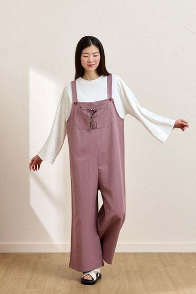 Ceylan Otantik Soft Lilac Linen Salopet Jumpsuit & Ecru Body