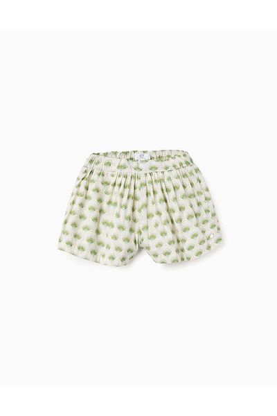 Ziddy Floral Patterned Shorts for Baby Girls, Beige/Green