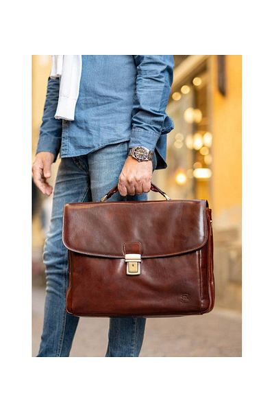 FASHION Servieta barbati pentru laptop din piele naturala vachetta, S163