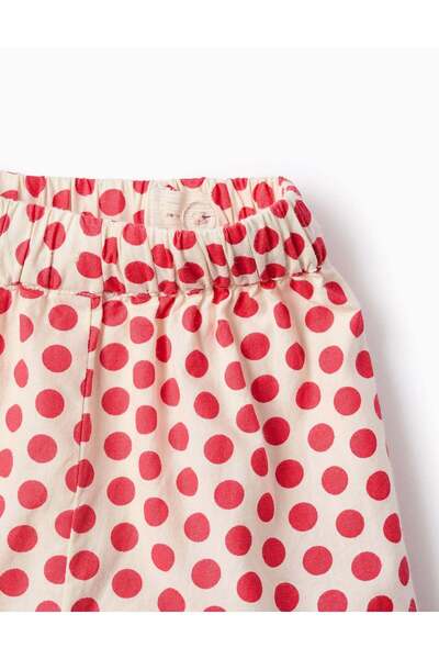 Ziddy Polka Dot Shorts with Ruffles for Baby Girls, White/Red