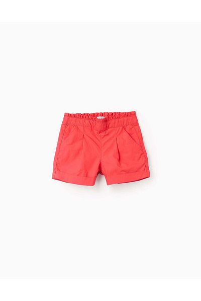 Ziddy Poplin Shorts with Ruffles for Girls, Red