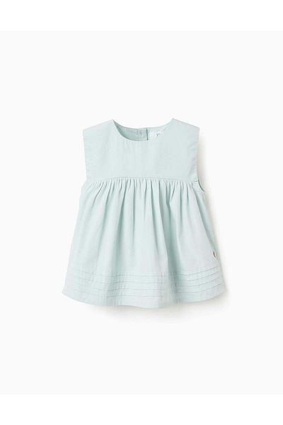 Ziddy Poplin Blouse for Baby Girls, Light Blue