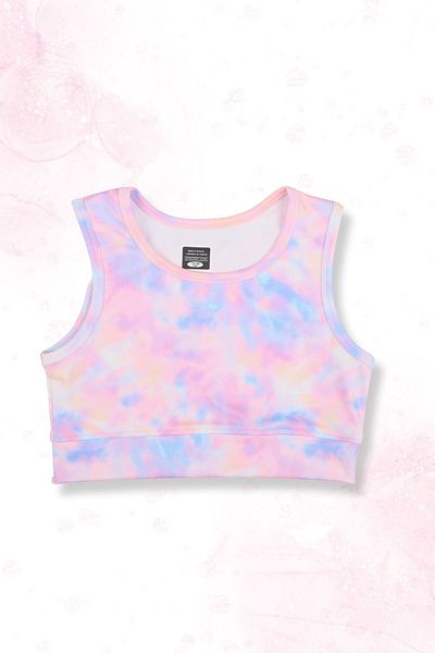 Beniizle Pantaloni scurți cu model Tie Dye cu fustă Crop Set sport pentru fete