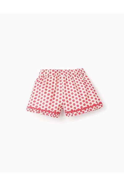 Ziddy Polka Dot Shorts with Ruffles for Baby Girls, White/Red
